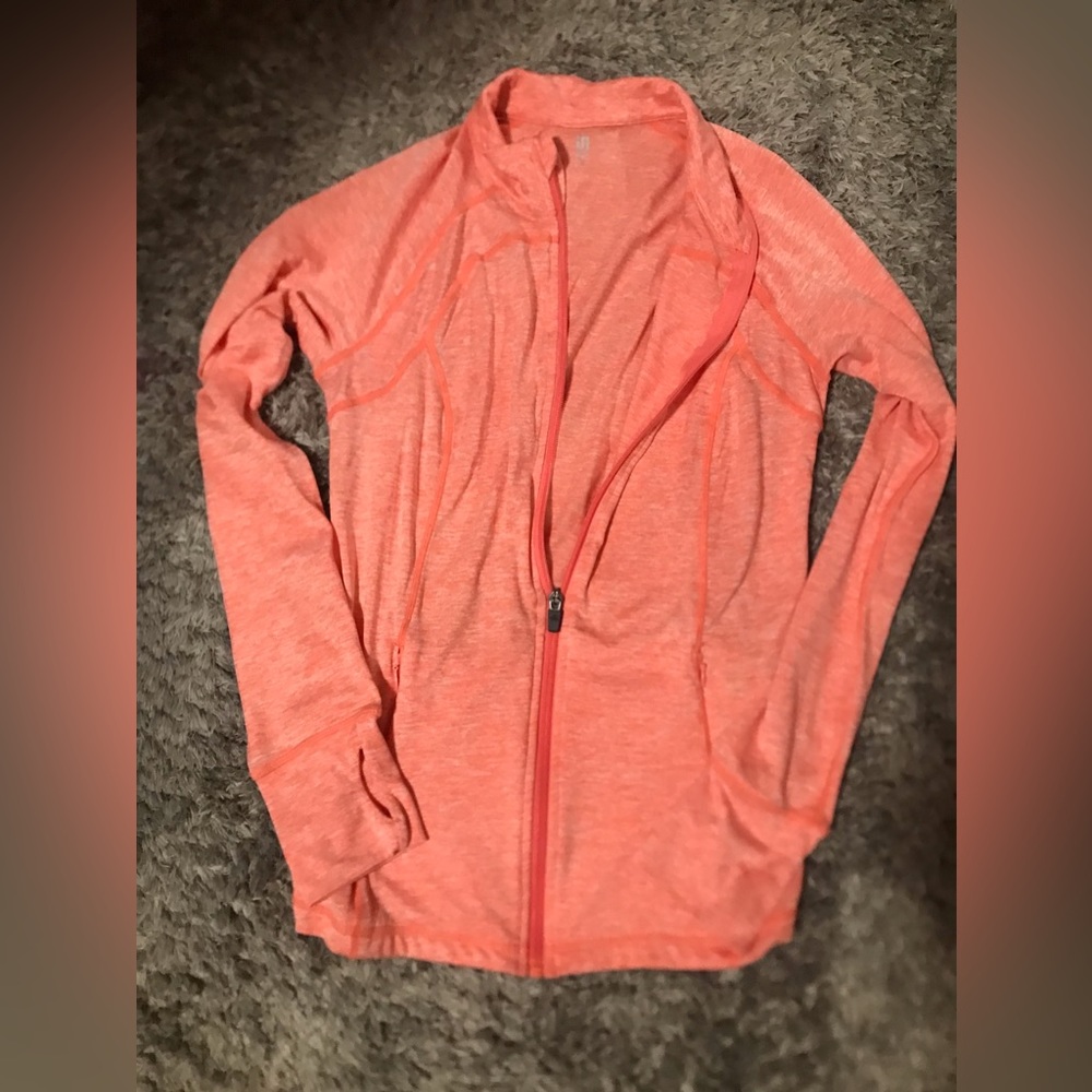 peach color athletic zip up size small